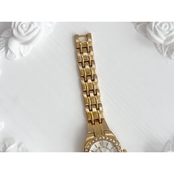 Gold Toned Rhinestone Accented Vintage Vintage Women's Wristwatch 20mm - WORKS! - Picture 5 of 10